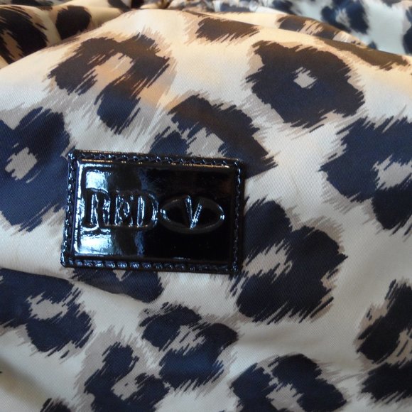 Red Valentino Leopard Print Beige/Black Tote Bag w/Leather Trim - Picture 4 of 16